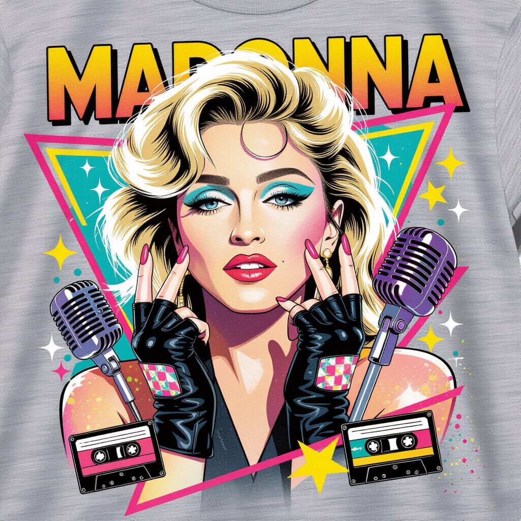 Madonna 80s T-Shirt Design in Airbrush Style