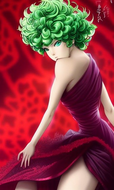 Tatsumaki in red dress