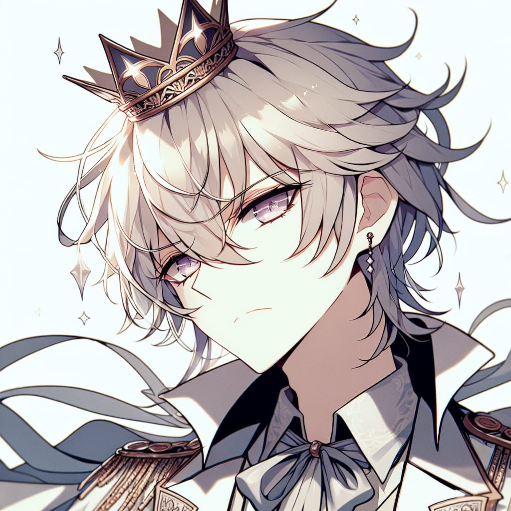 Anime Prince in Manga Style with Royal Crown