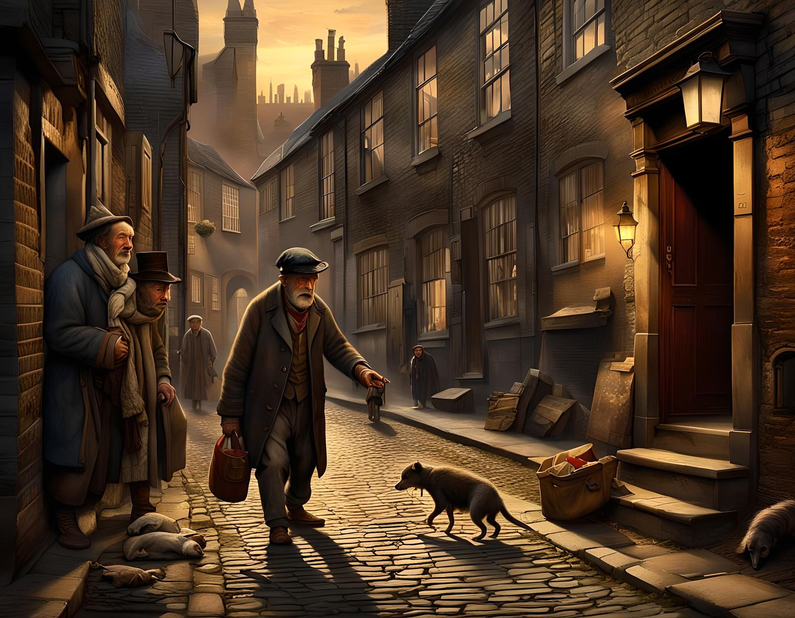 19th Century London Street Scene in Dark Fantasy Style