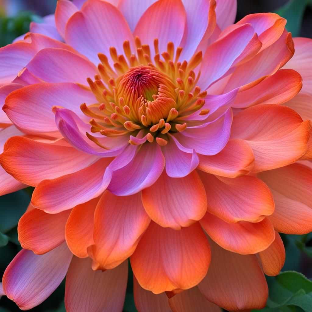 Glowing Translucent Flower in Orange and Pink