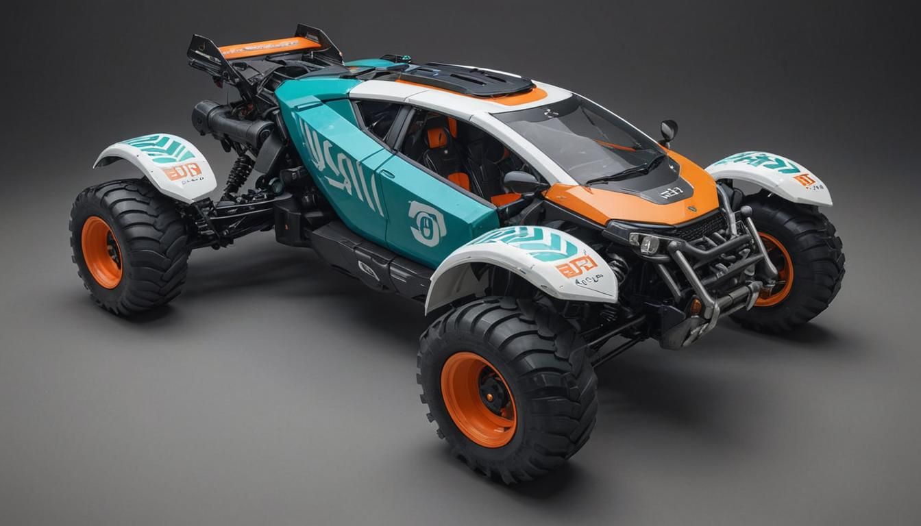 Cyberpunk Bubble Buggy with Teal and Orange Accents