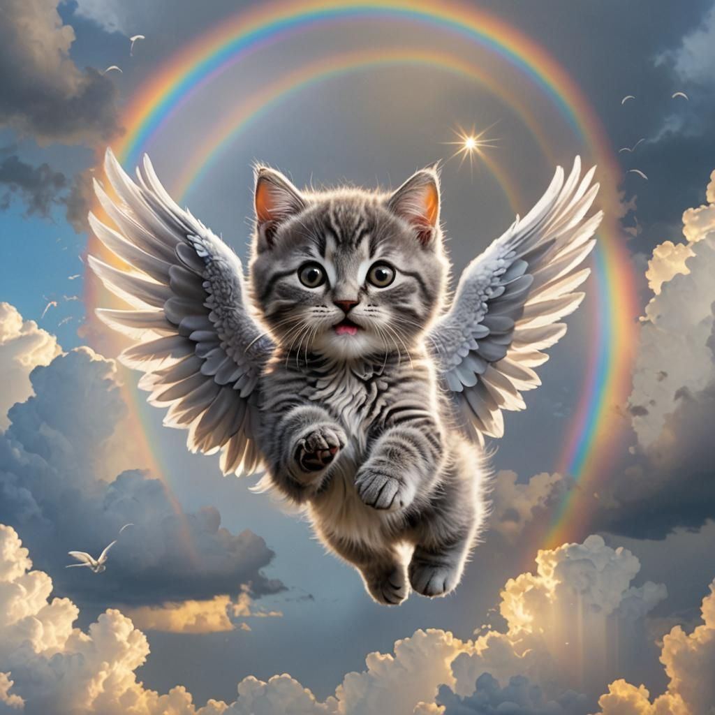 Cute Grey Kitty Ascends to Rainbow Bridge