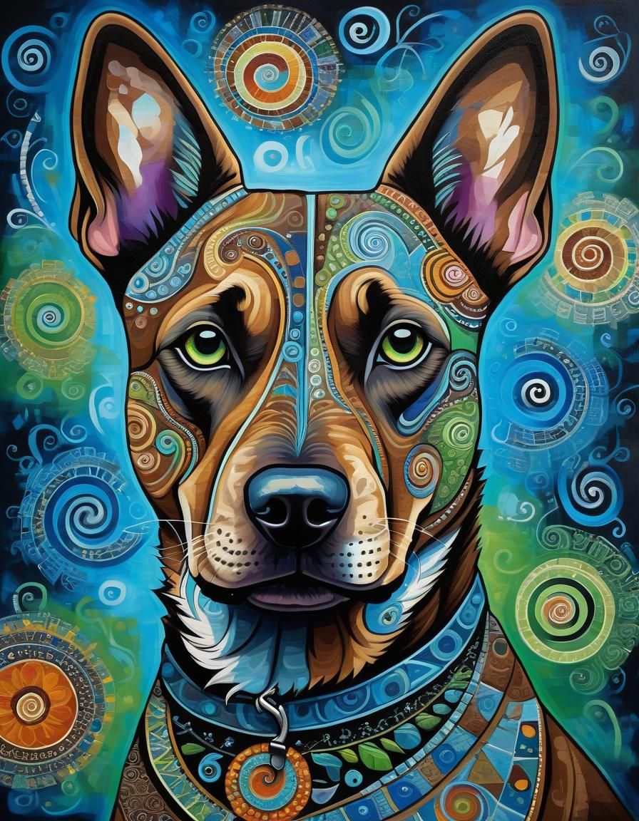 Abstract Dog Portrait in Vibrant Contemporary Style