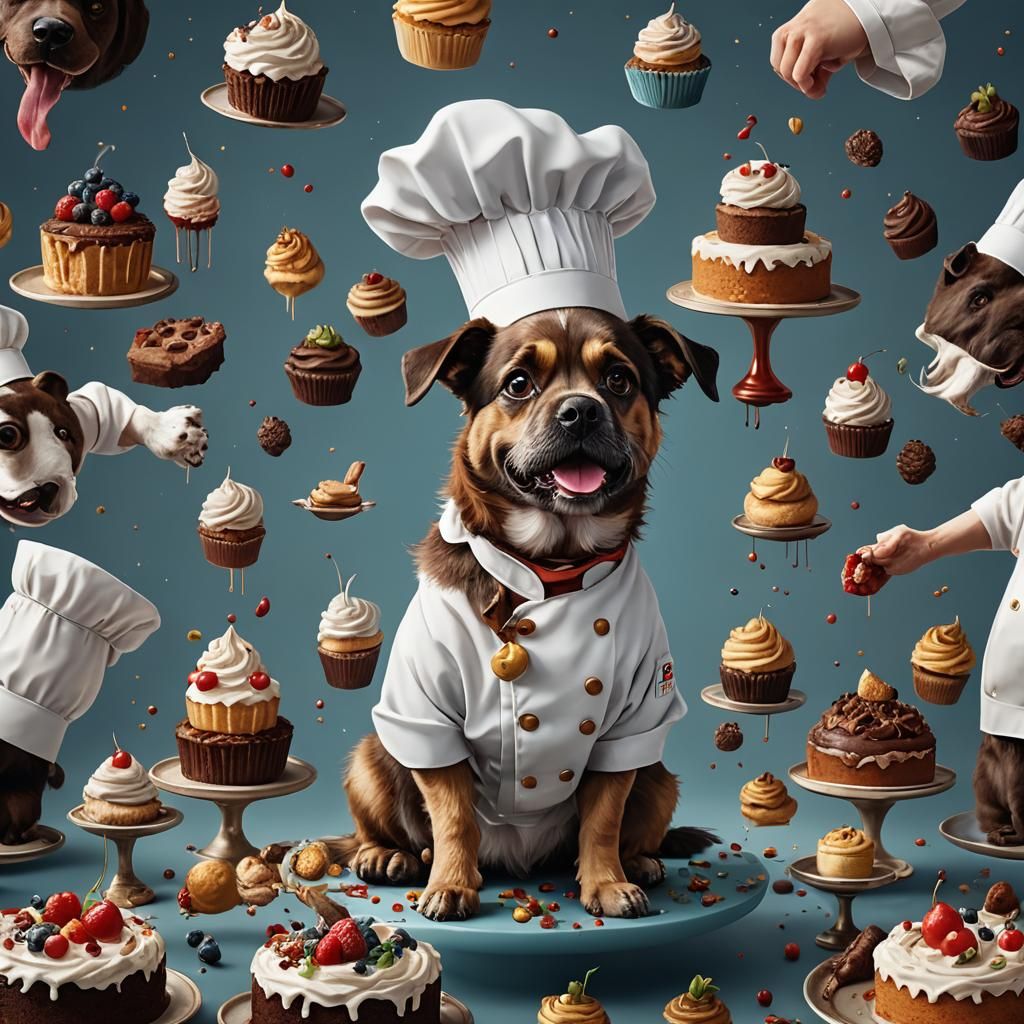 Dog Chef Presents Cake: Detailed Matte Painting