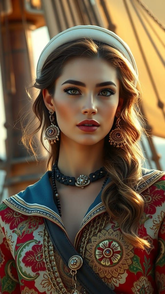 Regal Sailor Maiden in Cinematic Style