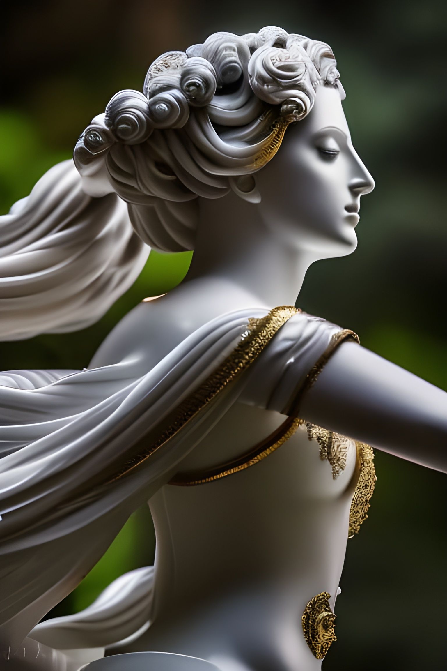 Goddess Statue with Ruby Armor in HDR