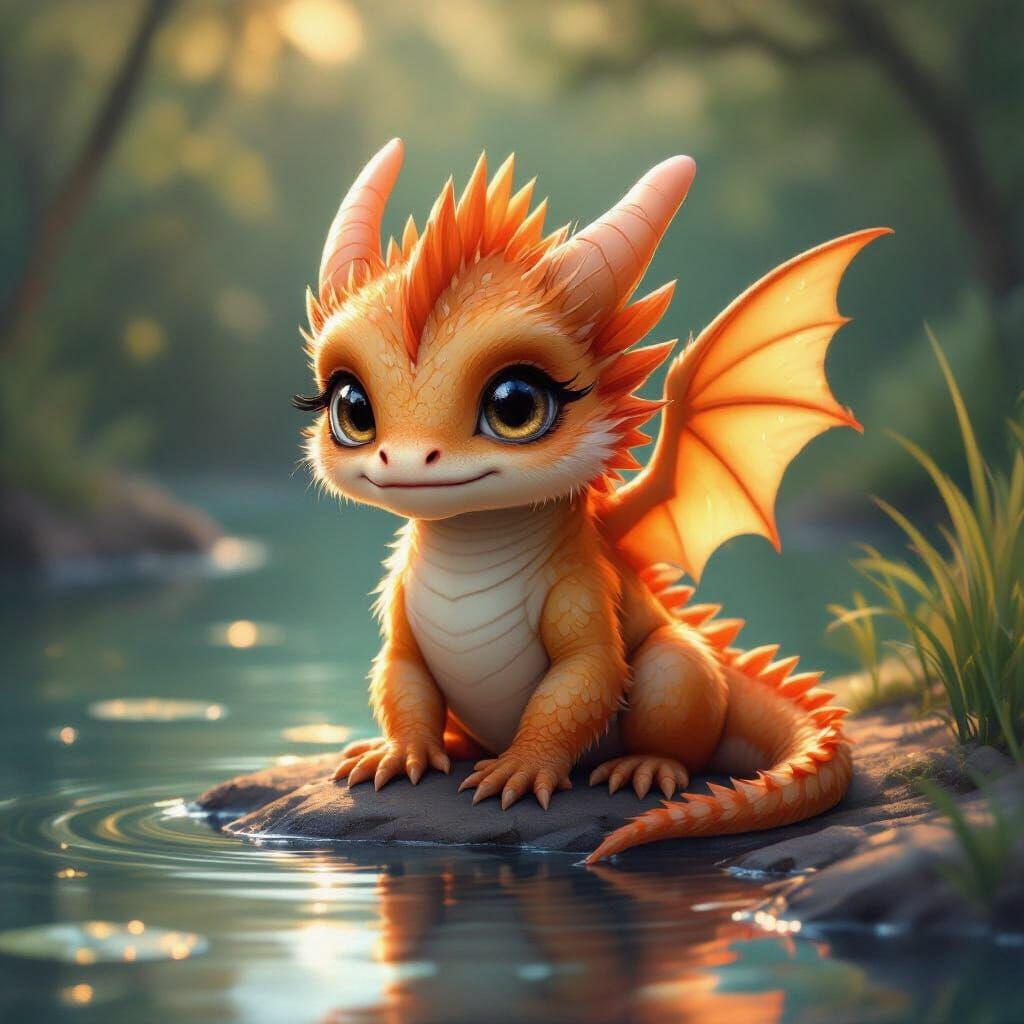 Adorable Baby Water Dragon by Serene Pond