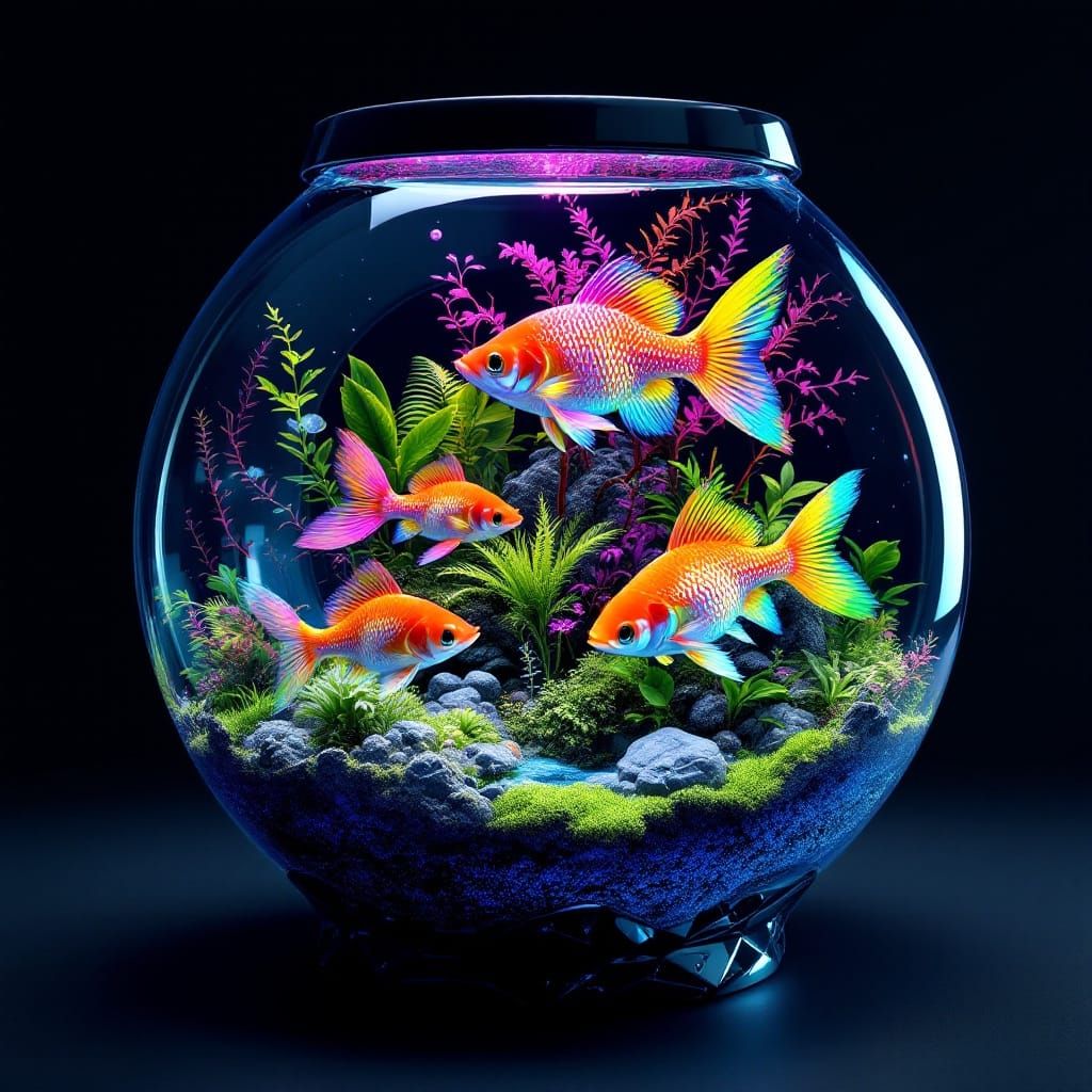 Surreal Aquatic Wonderland in Glass Container