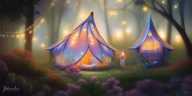 Glowing Fairy House Concept Art in Hyperrealism