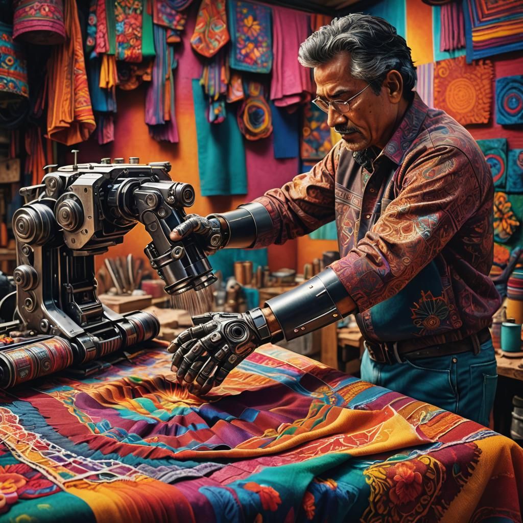 Hyperrealistic Blend of Tradition and Technology in Mexican...
