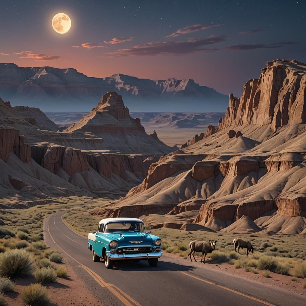 1957 Chevy Road Trip in Badlands National Park