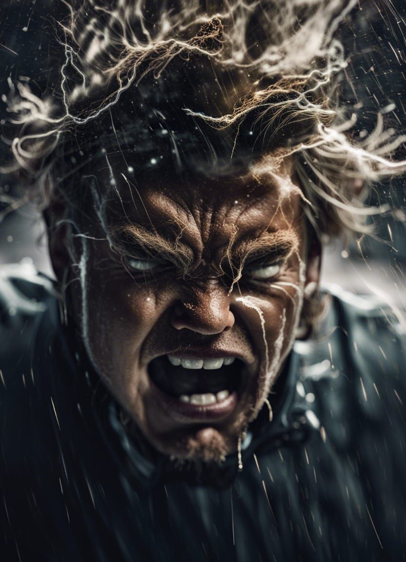 Exploding Lightning Storm Face Reflection