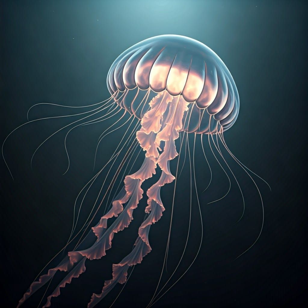 Angel Jellyfish with Glass Wings in 3D