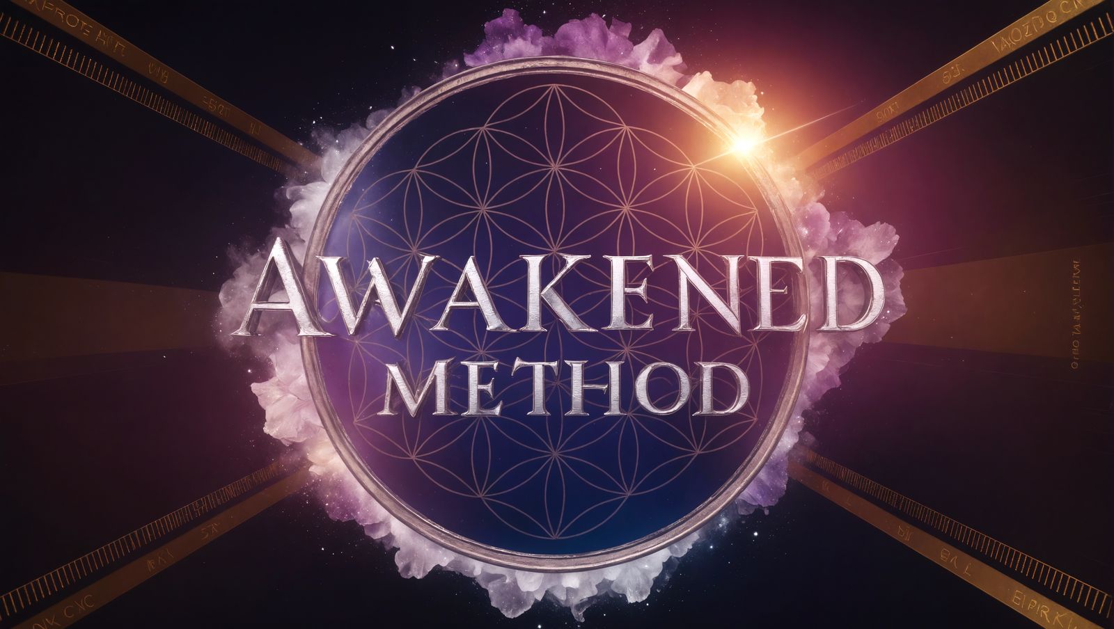 Awakened Method Logo with Flower of Life in Silver and Purpl...