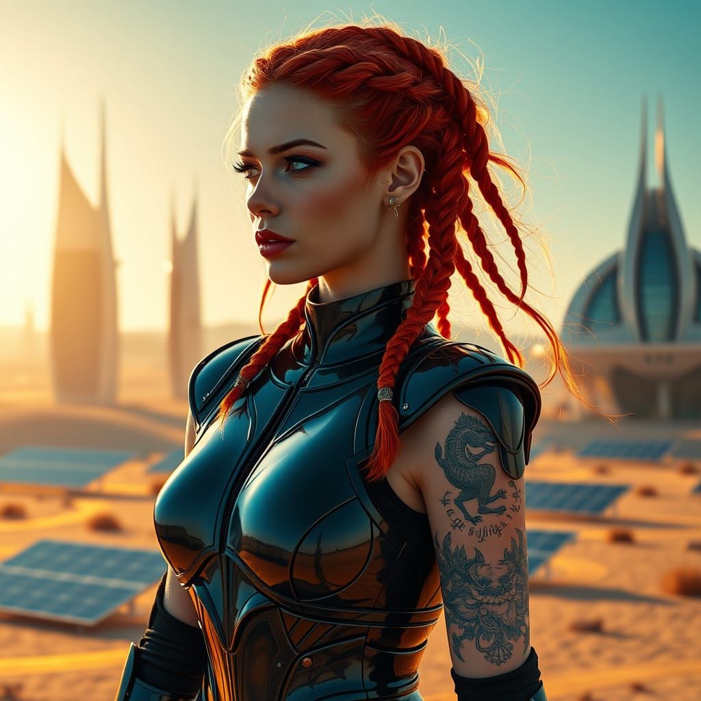Cyberpunk Goddess in Futuristic Armor