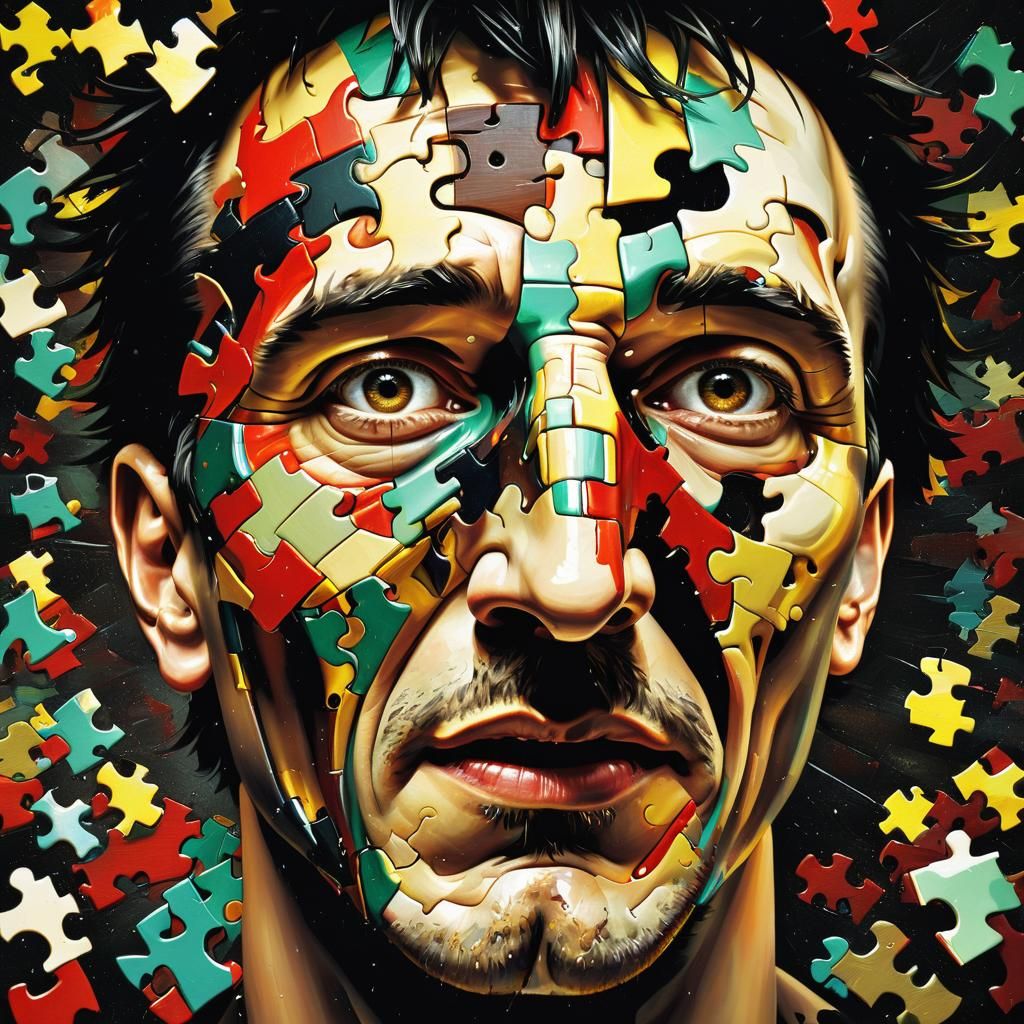 Fragmented Man: A Surreal Digital Collage