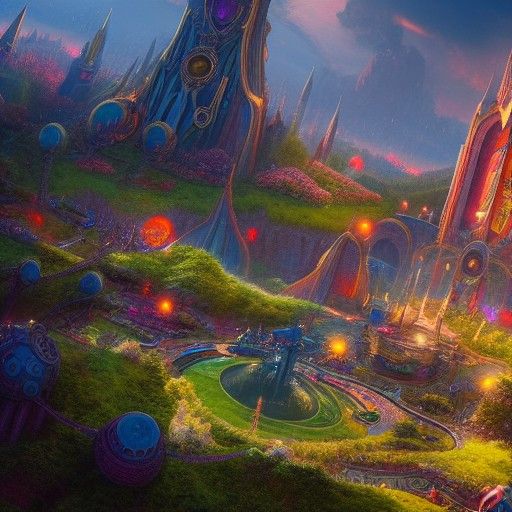 Fantastical Tomorrowland Concept Art in Deep Color