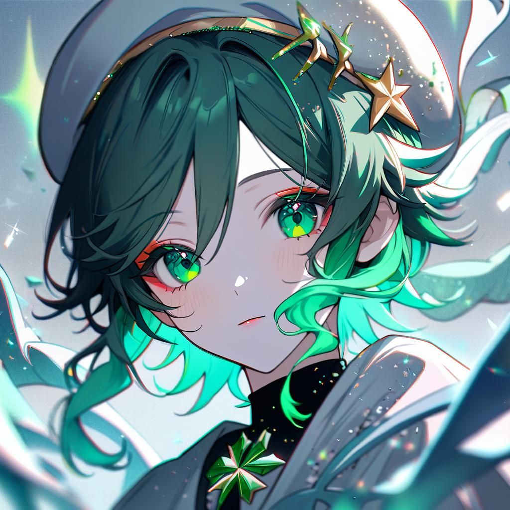 Surreal Anime Venti with Wind Elemental Glow