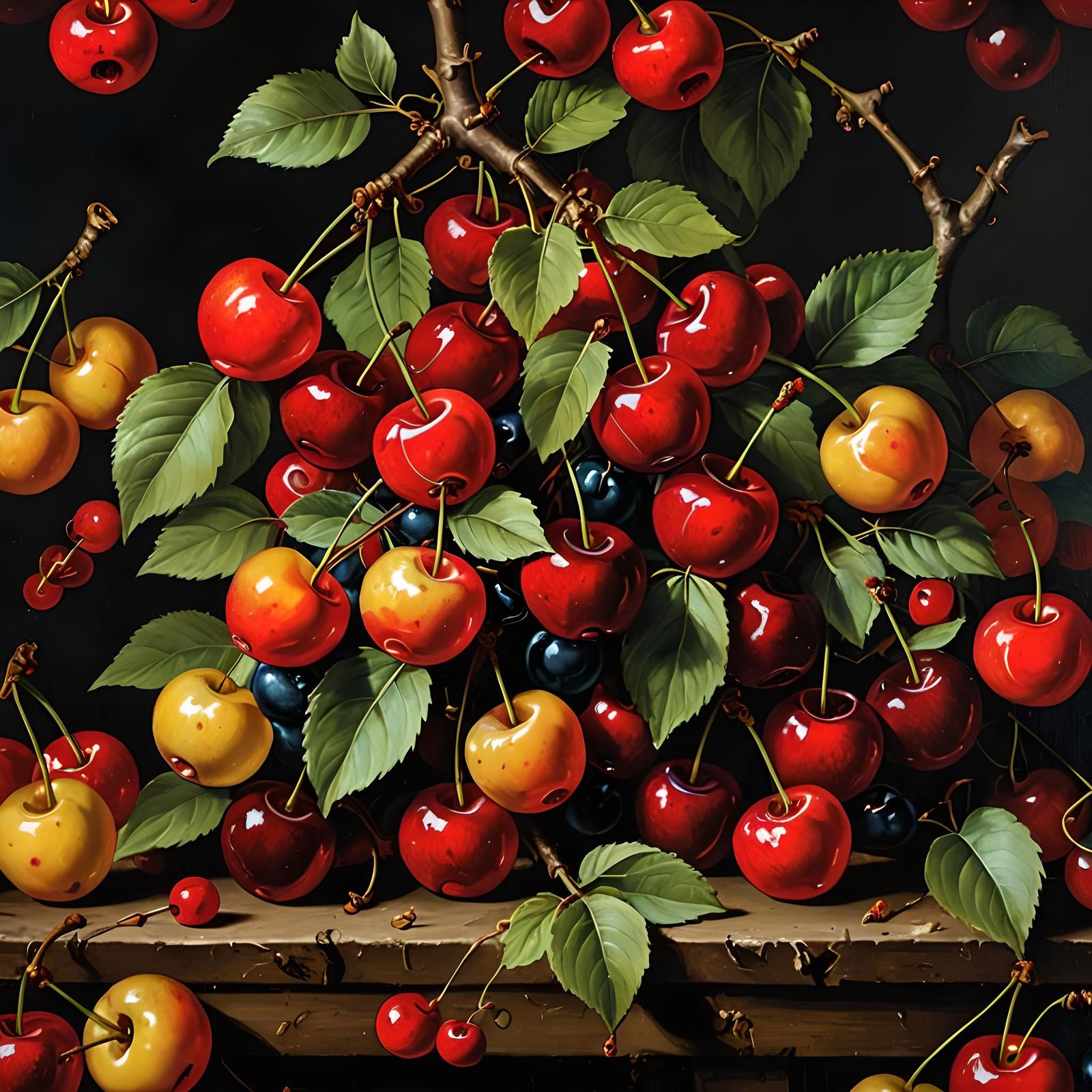 Still Life with Cherries (Dutch and Flemish Baroque painting...