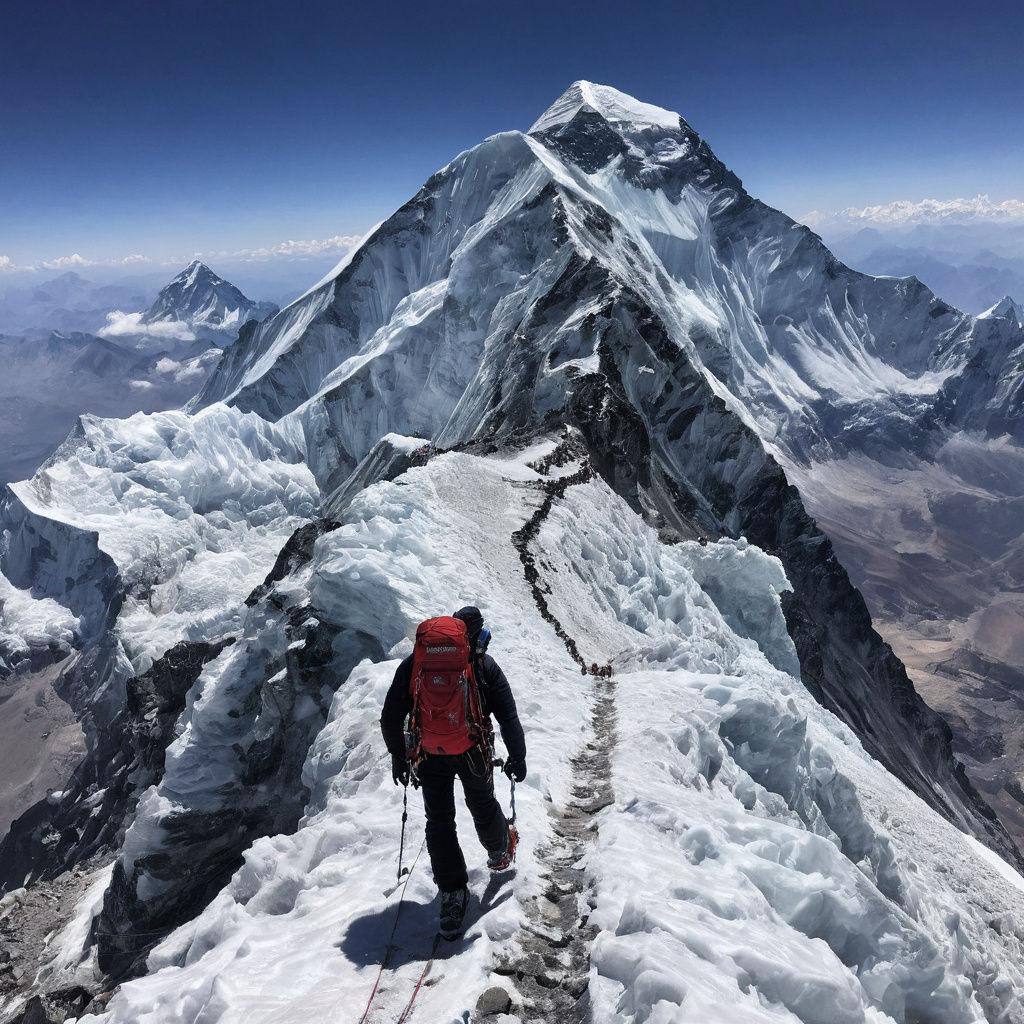 Man Ascends Mount Everest Summit