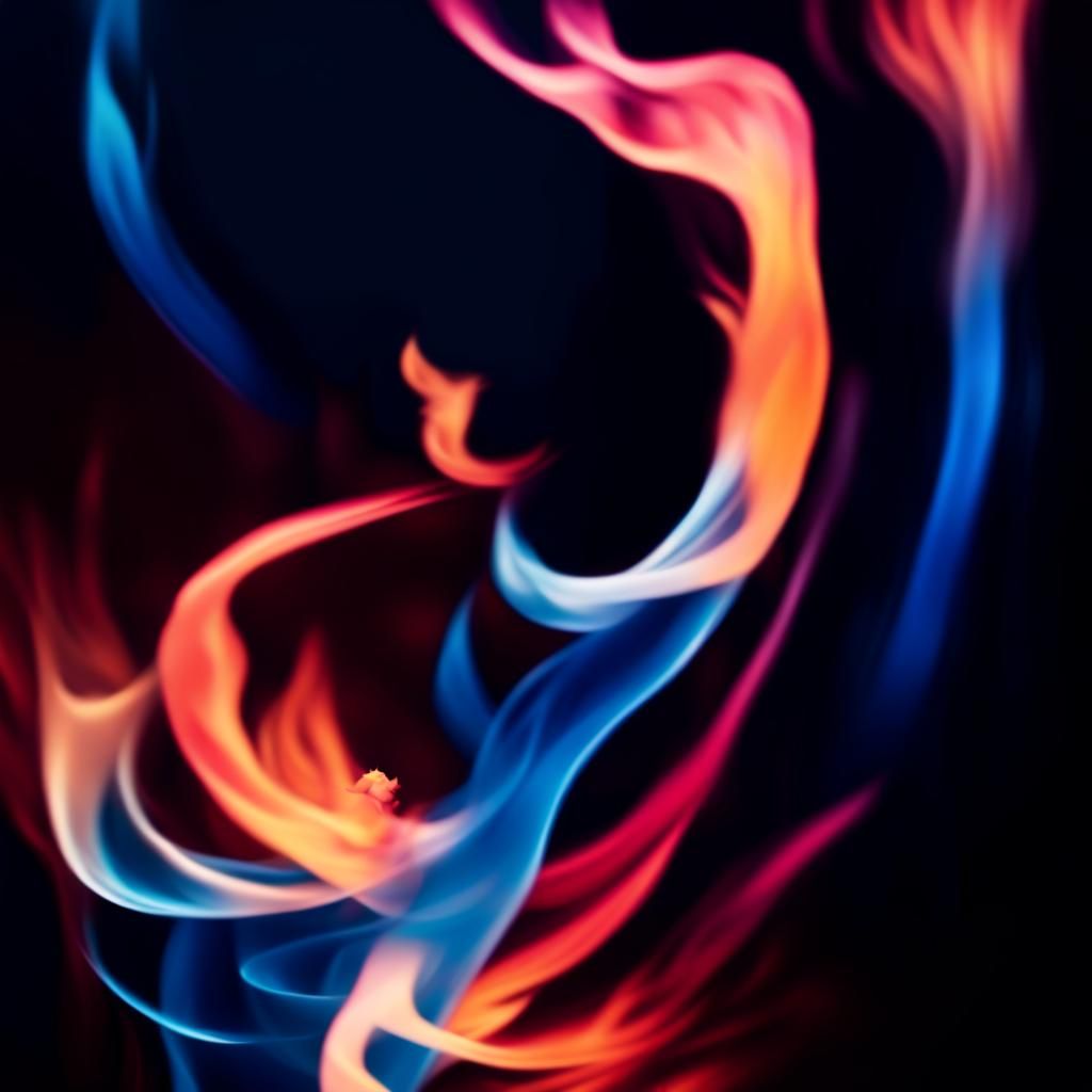 Anime Girl Surrounded by Colorful Fire