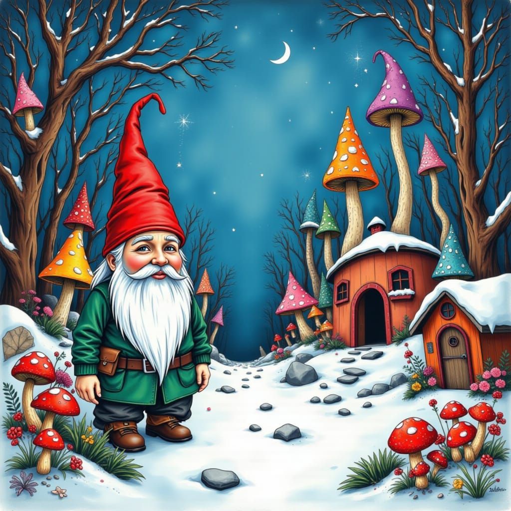 Fantasy Garden: Nordic Gnomes in Winter Wonderland