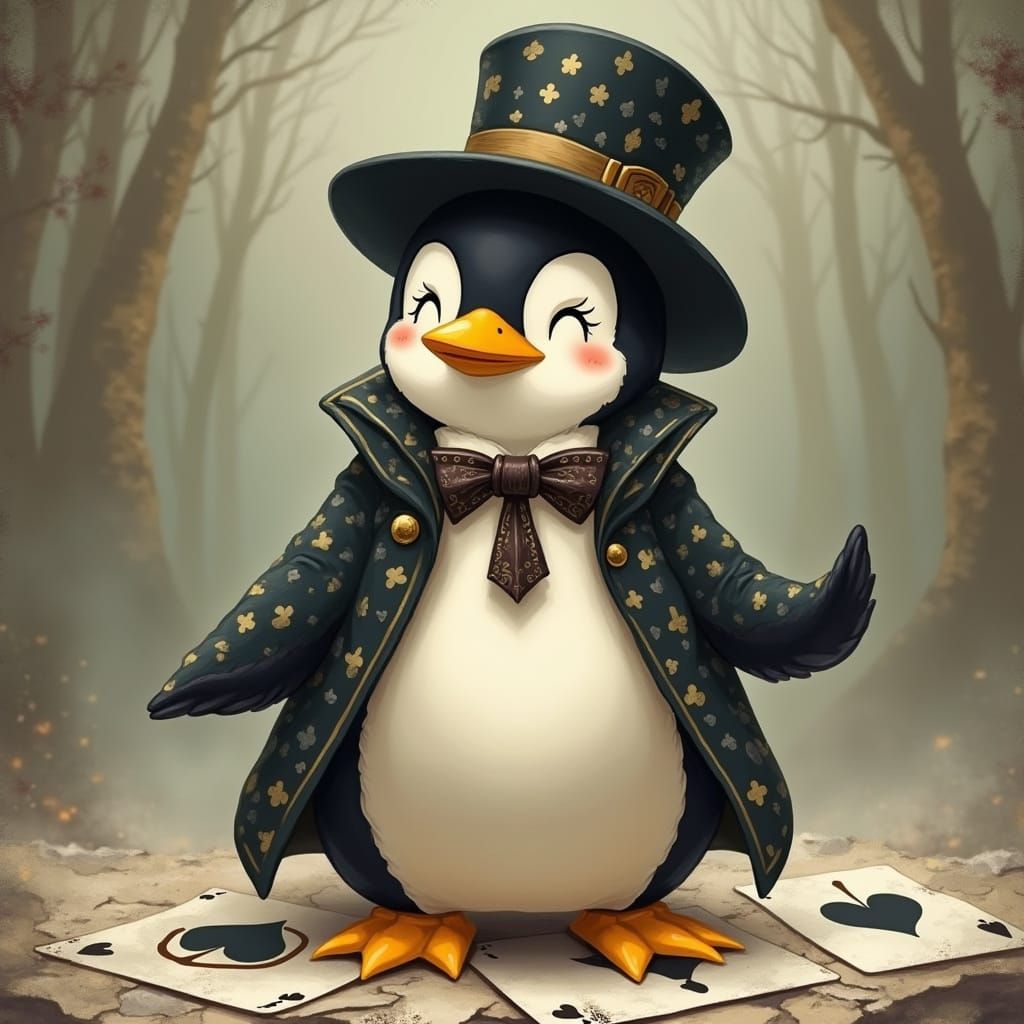 Anime Penguin Jack of Spades in Pierrot Outfit