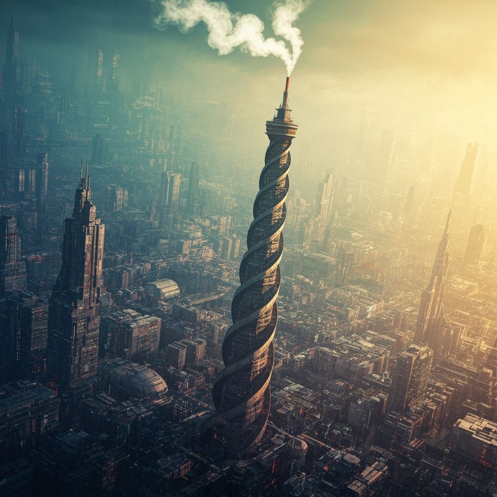 Surreal Sci-Fi Tower Mimics Cigarette in Double Exposure