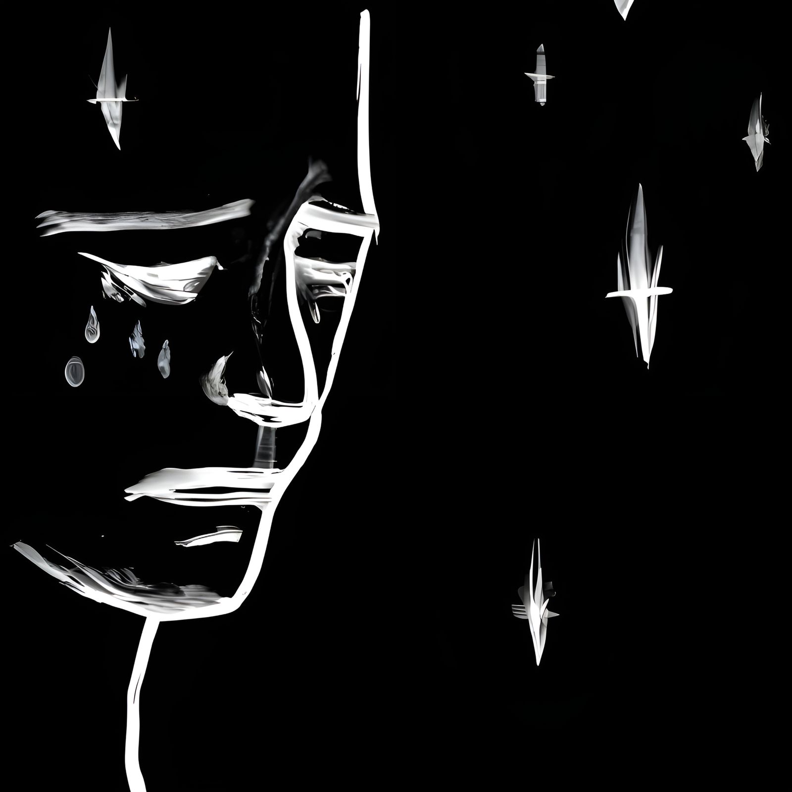 Sad Face Amidst Stars and Sparks