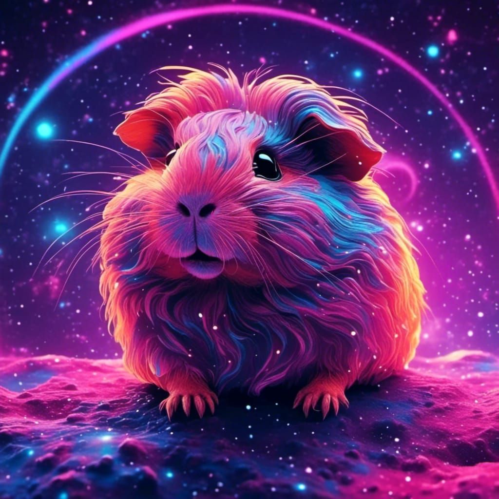 Guinea Pig as Alien in Neon Galaxy