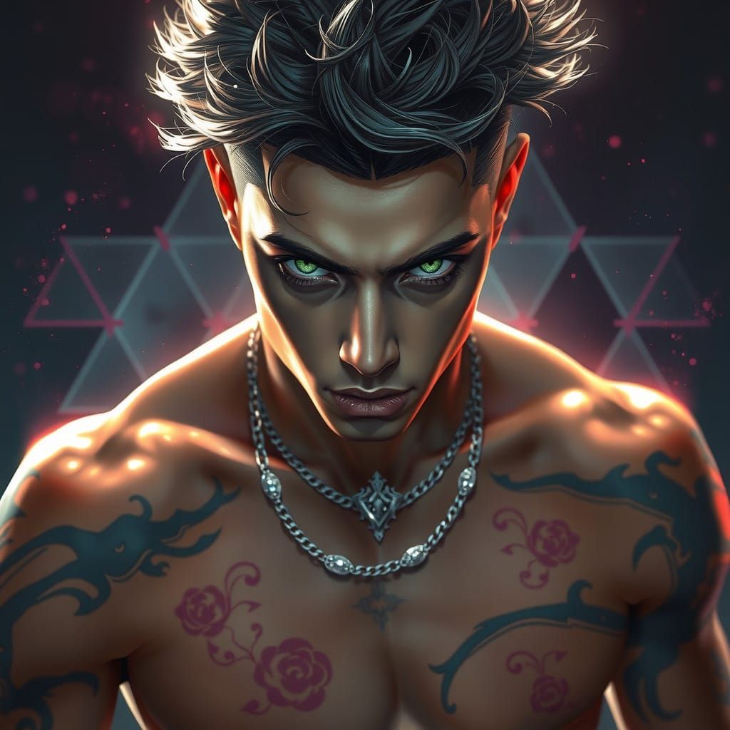 Regal Androgynous Youth with Fierce Aura