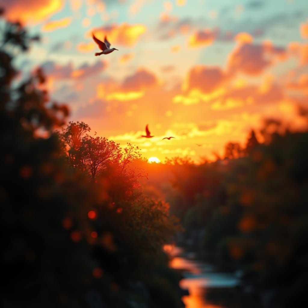 Romantic Landscape Sunrise in Old Master Style