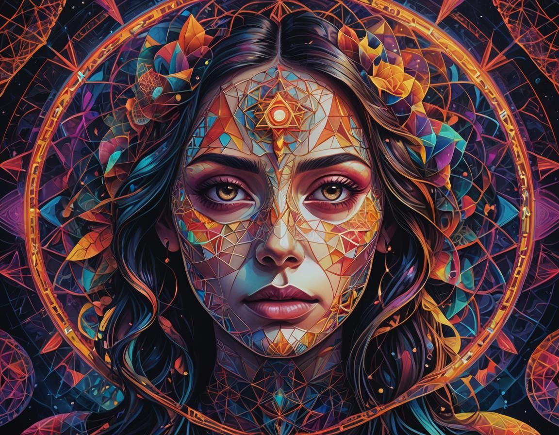 Surreal Sacred Geometry: A Psychedelic Neon Dream
