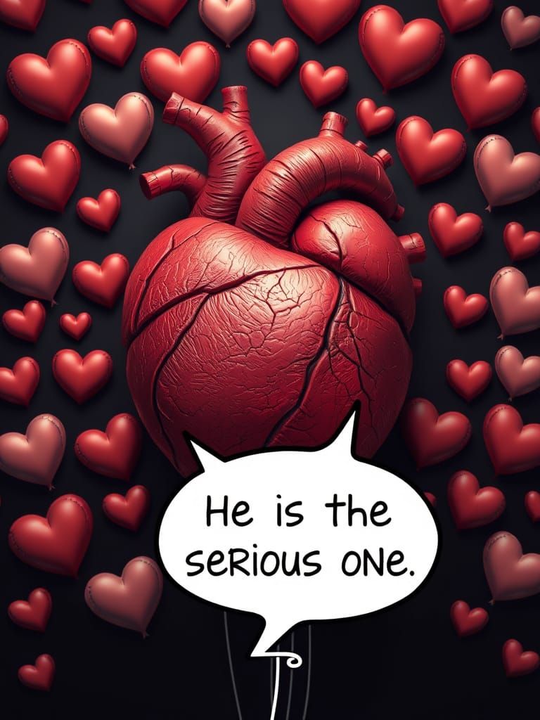 Digital Heart Scene with Comic Balloon and Ribcage