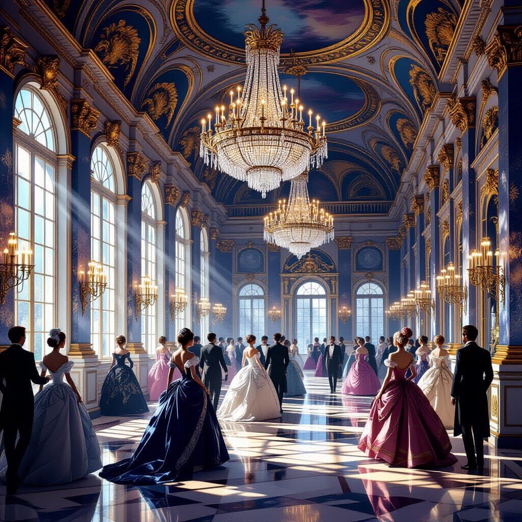 Celestial Ballroom in Rococo Style with Gilded Details
