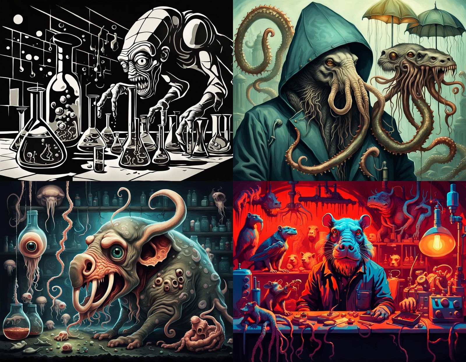 Grotesque Homunculus in Dystopian Laboratory