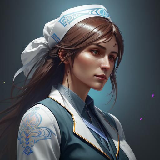 Futuristic Nurse Portrait in a Surreal Digital Art Style