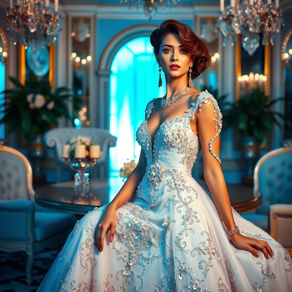 White Sequin Wedding Dress