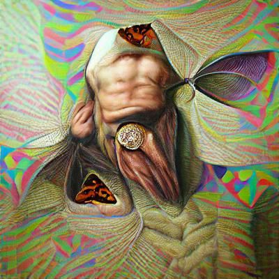 Mothman in Renaissance Style with Psychedelic Elements