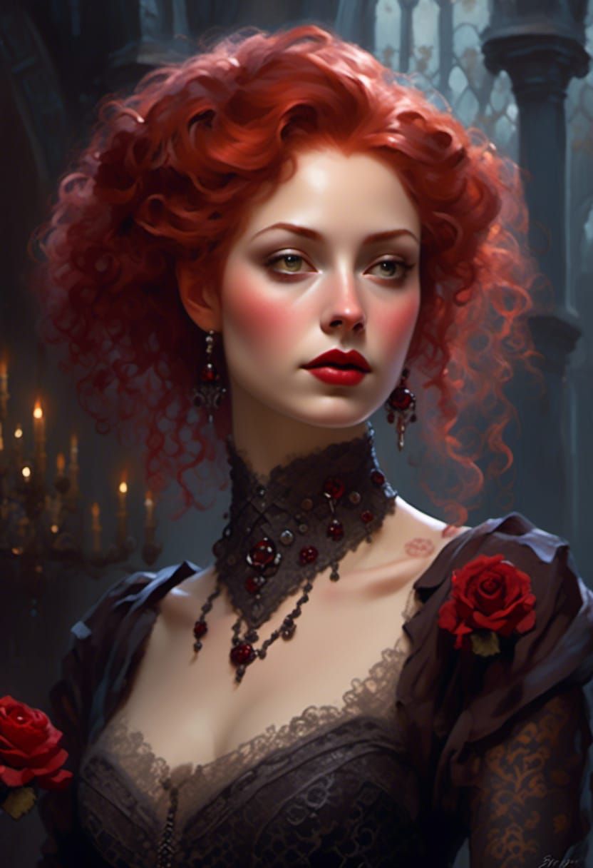 Elena: A Pale Vampiress in Futuristic Gothic Fashion