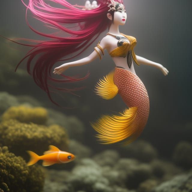 Beautiful Japanese Ningyo Mermaid in 8K Resolution