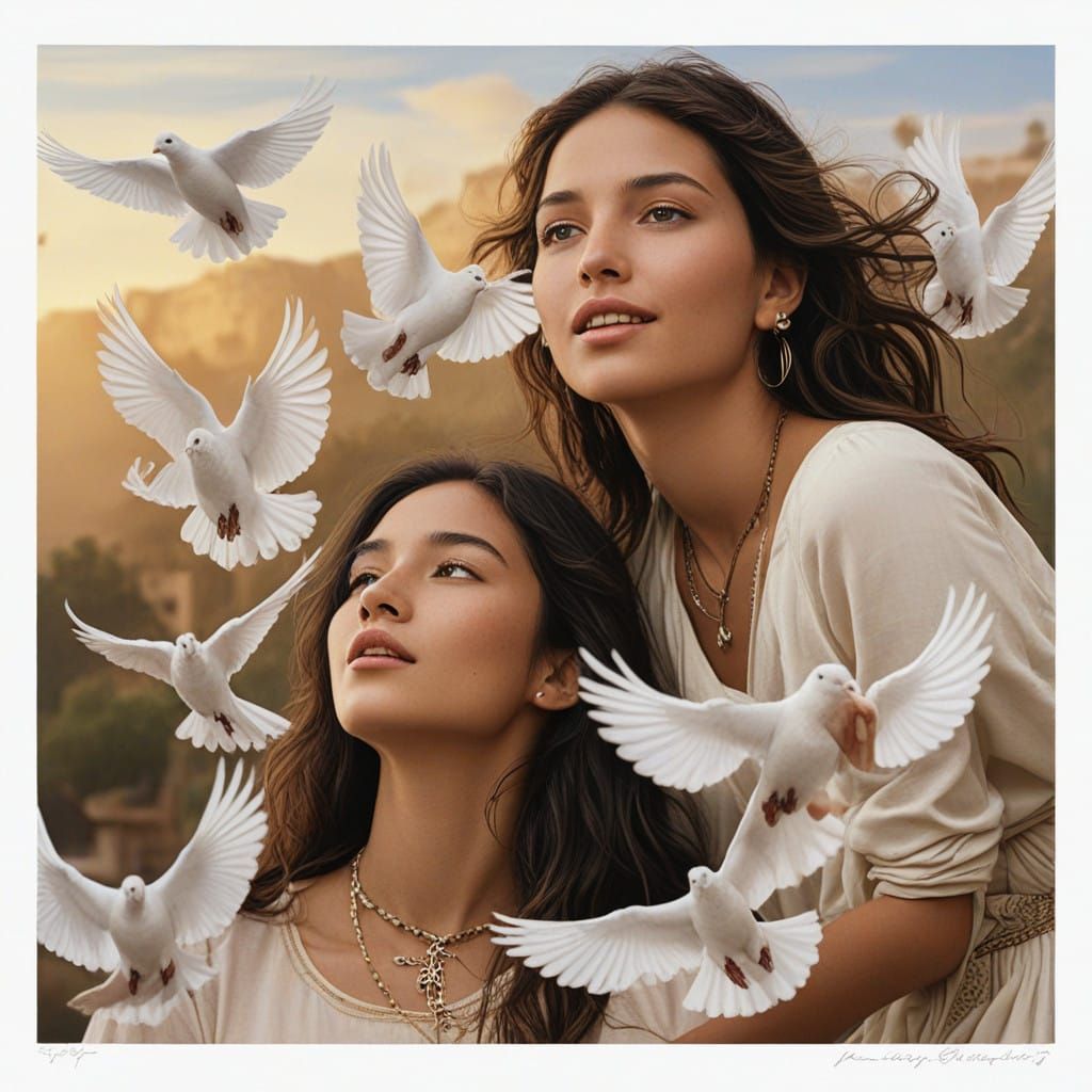 Peaceful Gathering in Vibrant Hyper-Realistic Scene