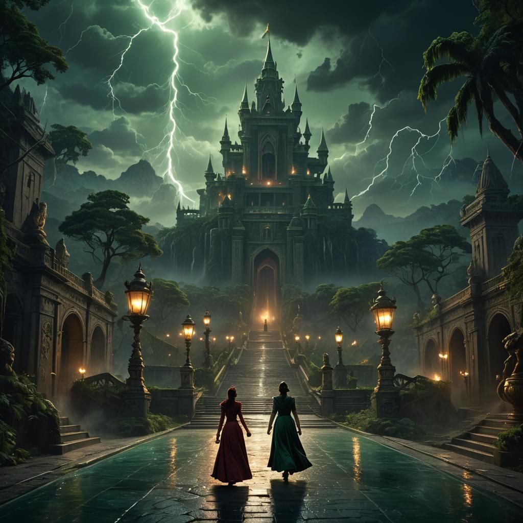 Fantasy Palace in Rain, Dark Matte Painting