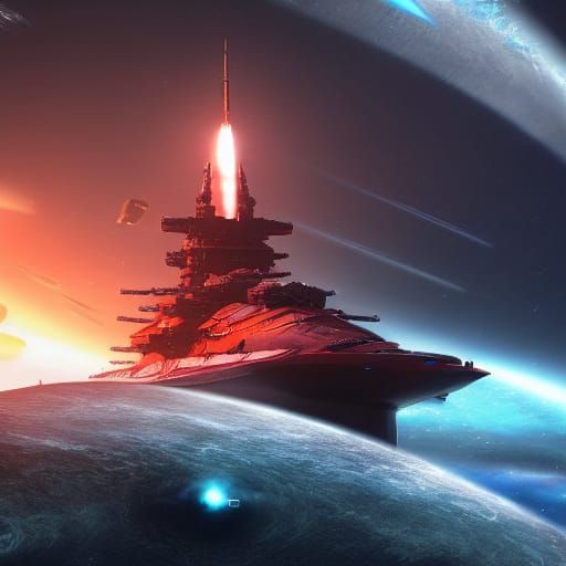 Space Battleship Yamato: Detailed Matte Painting