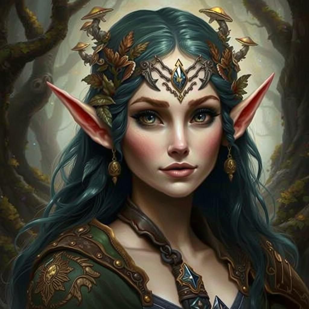 Elven Ranger in Enchanted Wood: Oil Painting