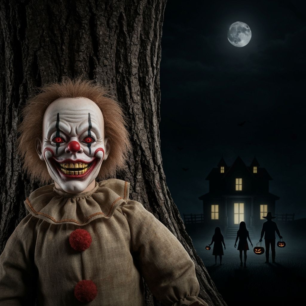 Creepy Antique Clown with Glowing Eyes