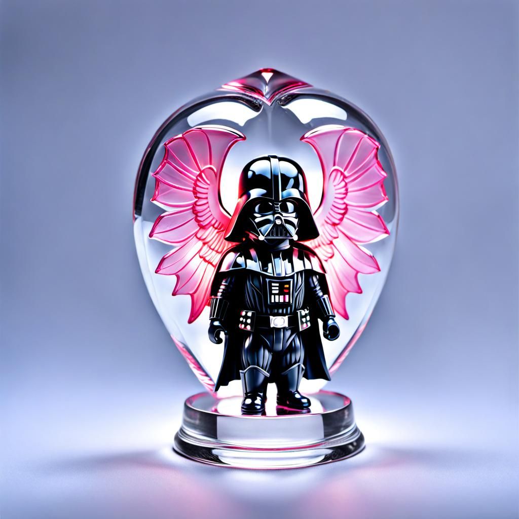 Chibi Darth Vader with Wings in Glass Heart