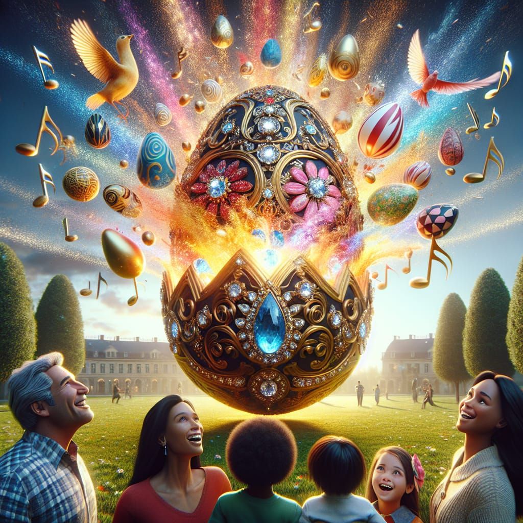 Exploding Faberge Egg Creates Musical Rainbow