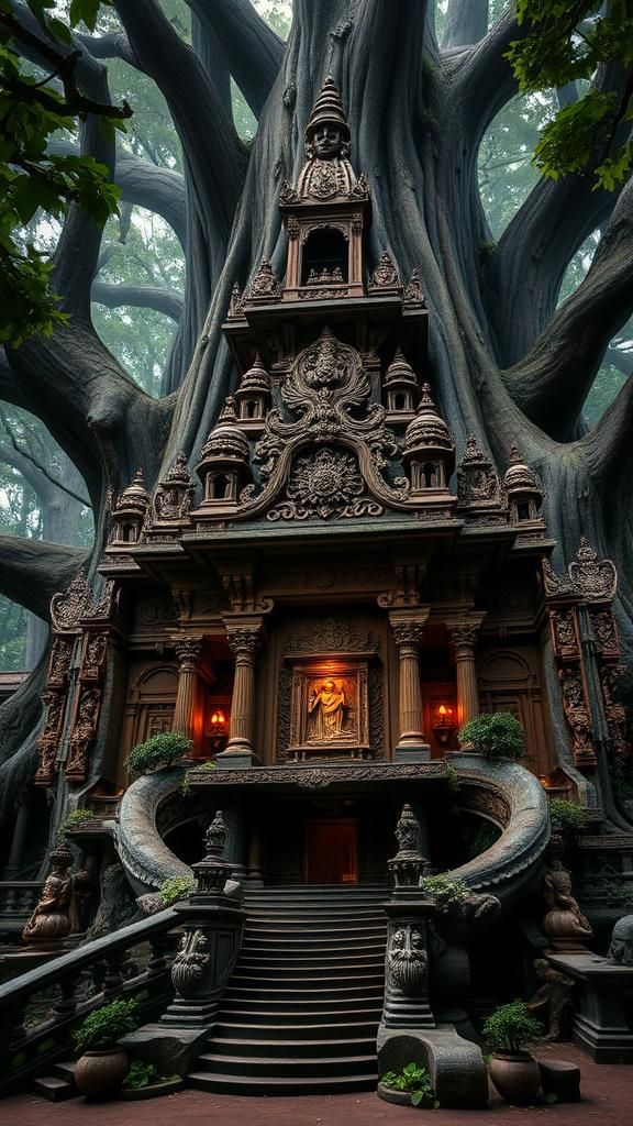 Magnificent Tree Temple with Intricate Details